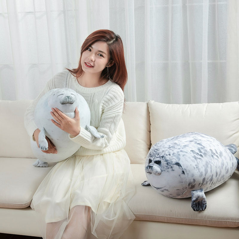 Angry Blob Seal Pillow Chubby 3D Novelty Sea Lion Doll Plush Stuffed Toy Baby Sleeping Throw Pillow Gifts for Kids Girls