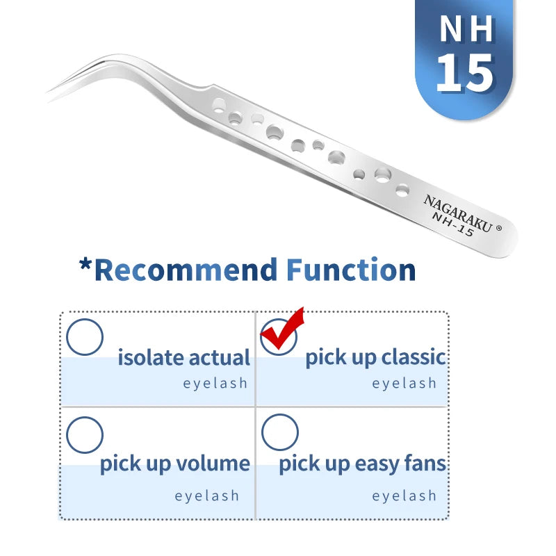 NAGARAKU Eyelash Extension Tweezers Makeup Stainless Steel Eyelash 3D accurate Clip