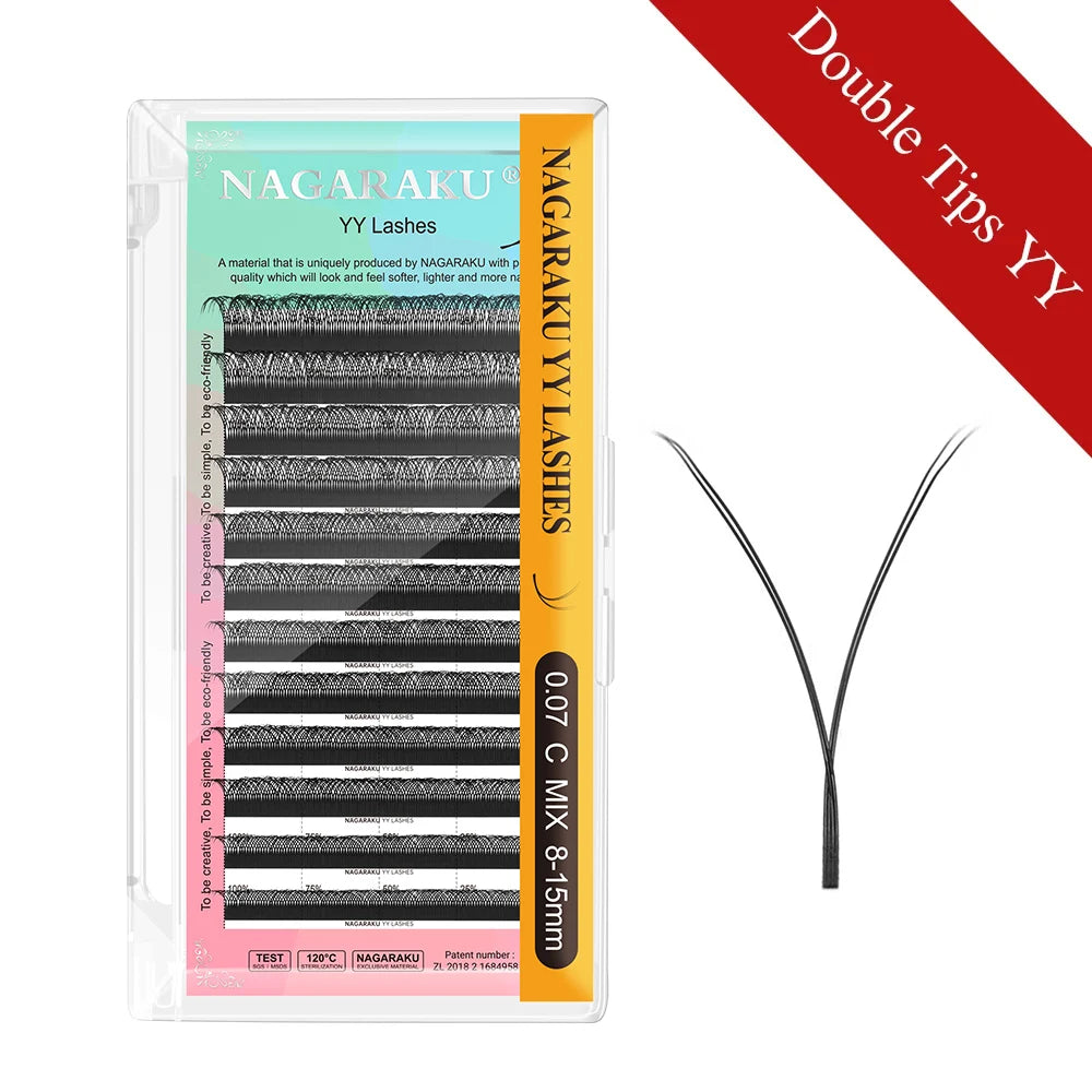 NAGARAKU YY Shape Double/Three Split Tips Triple Top  Interlaced Root Eyelash Extensions Eyelashes