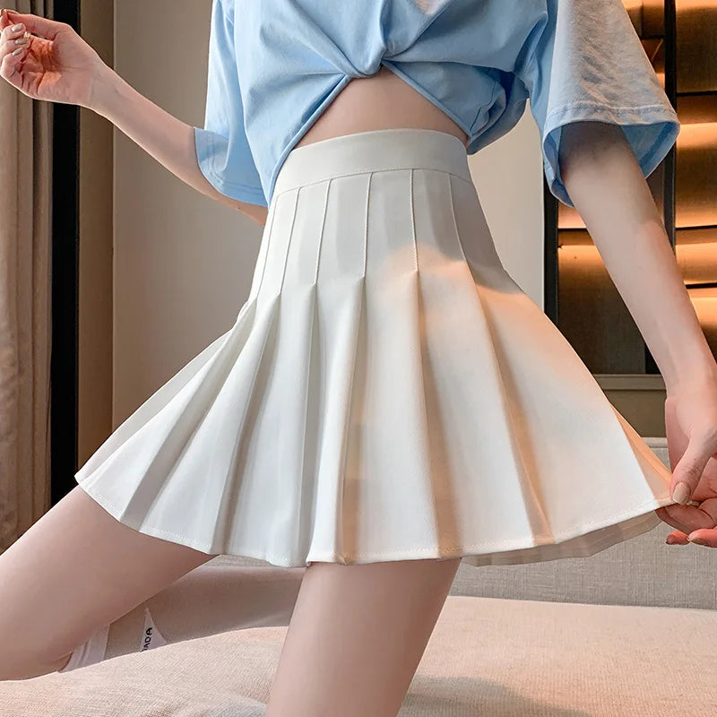 2024 White Women Pleated Skirts Summer High Waist Zipper Girls Dancing JK Mini Skirts Black Fashion Student A Line Faldas