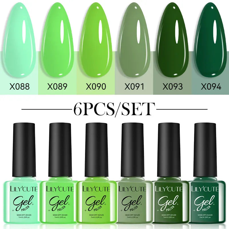 LILYCUTE 6Pcs/Set Gel Nail Polish Popular Colors In Autumn Semi Permanent Soak Off UV LED Nail Art Gels Nail Gel Polish