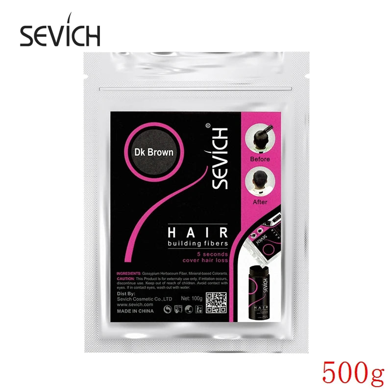 Sevich 500g Hair Building Fiber 10 Color Keratin Powders Fibers Hair Regrowth Fiber Hair Refill Instant Salon Hair Treatment