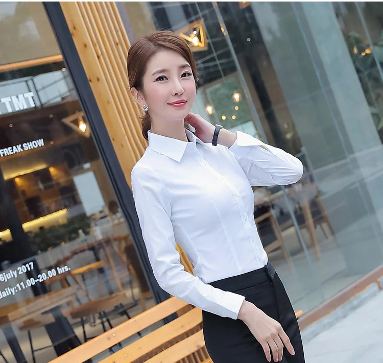 Women Shirts Blouses Women White Shirt Long Sleeve Blouse Female Tops OL Basic Shirt Blouses 2023 Fashion Elegant Woman Clothing