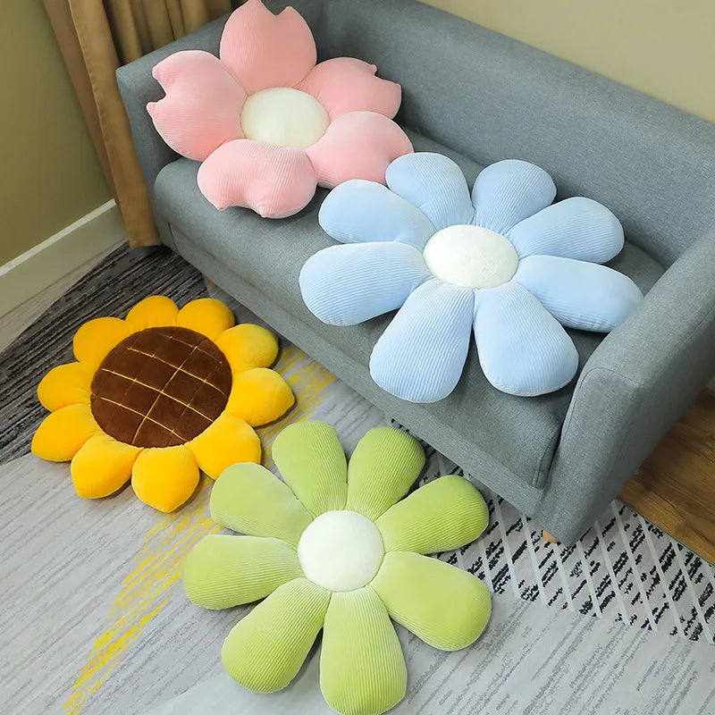 35/45cm Stuffed Six Petal Flower Cushion Girly Room Decor Sunflower Pillow Bay Window Pink Flower Sit Bedroom Seat Pillow