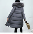 2024 Women's Down Parkas Winter Jacket Big Fur Collar Thick Slim Coat Fashion Hooded Cotton Outerwear Long Winter Woman Coat