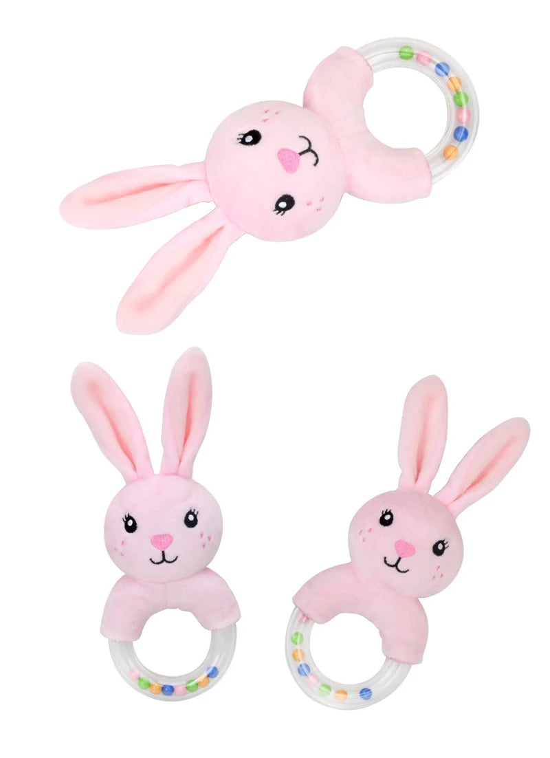 QWZ Hot Cute Baby Rattle Toys Rabbit Plush Baby Cartoon Bed Toys for Newborn 0-24 Months Educational Toy Sheep Bear Hand Bells