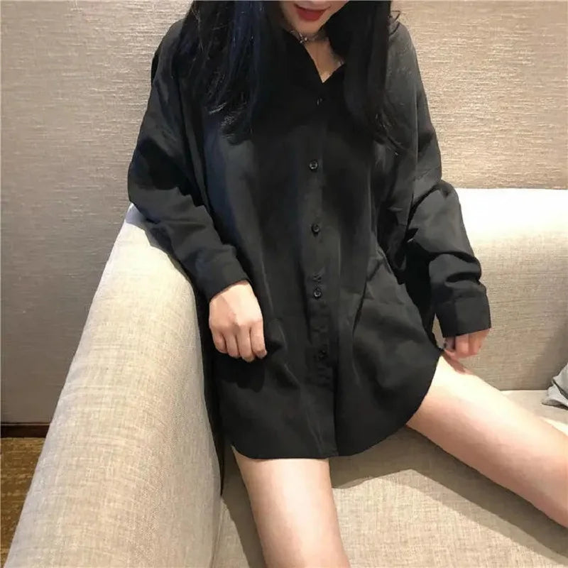 Zadily 2023 Spring Minimalist Chic Oversize Women's White Basic Shirt Long Sleeve Button Up Loose Woman Tunic Blouse Clothing