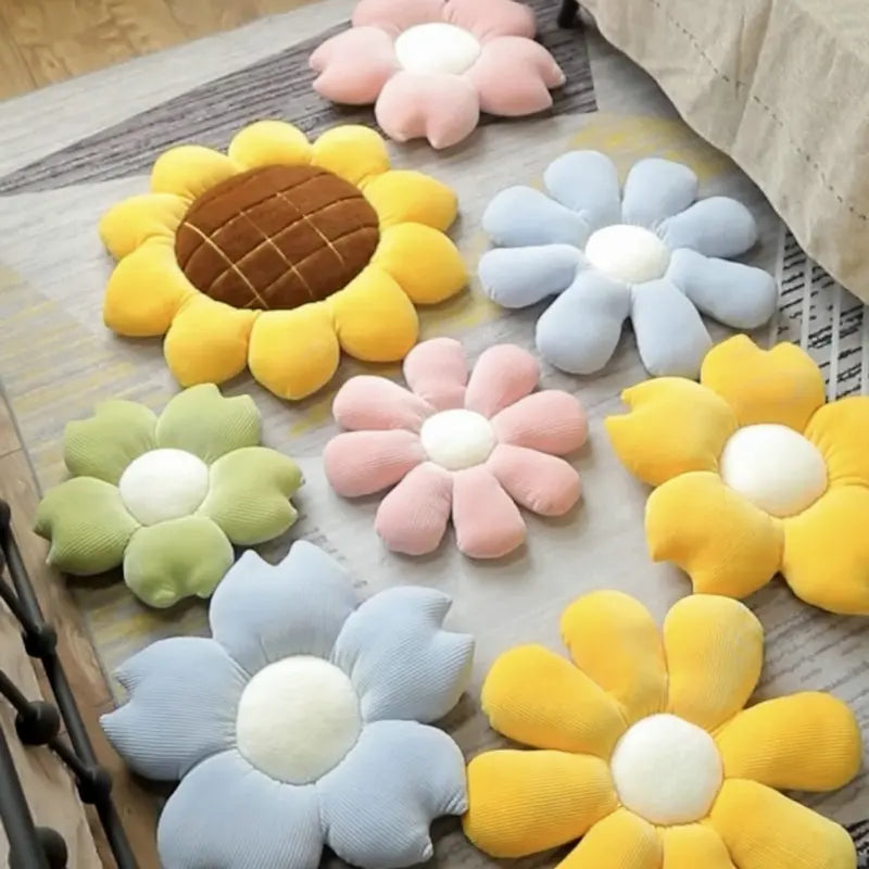 35/45cm Stuffed Six Petal Flower Cushion Girly Room Decor Sunflower Pillow Bay Window Pink Flower Sit Bedroom Seat Pillow