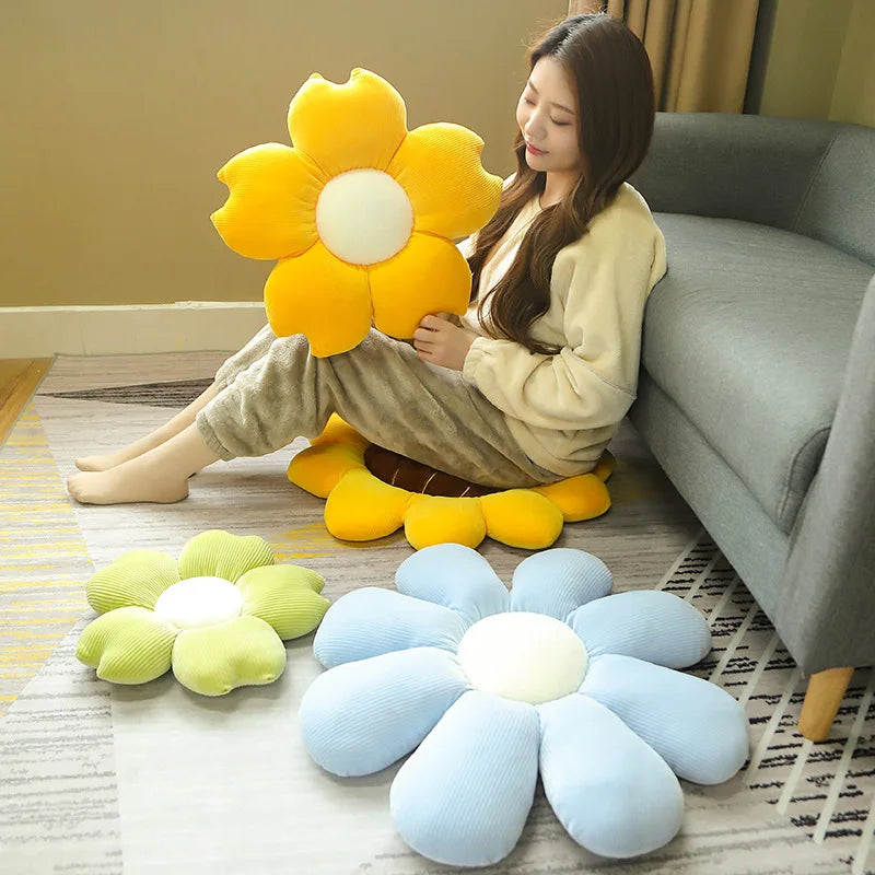 35/45cm Stuffed Six Petal Flower Cushion Girly Room Decor Sunflower Pillow Bay Window Pink Flower Sit Bedroom Seat Pillow