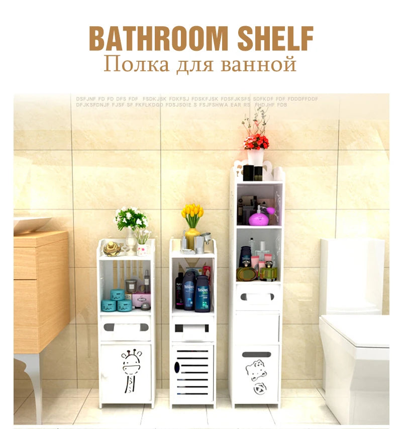 Bathroom Cabinet  Floor Standing Shelf Storage Cabinet Washbasin Shower Corner Shelf Sundries Home Furniture Storage Racks