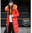 2024 Women's Down Parkas Winter Jacket Big Fur Collar Thick Slim Coat Fashion Hooded Cotton Outerwear Long Winter Woman Coat