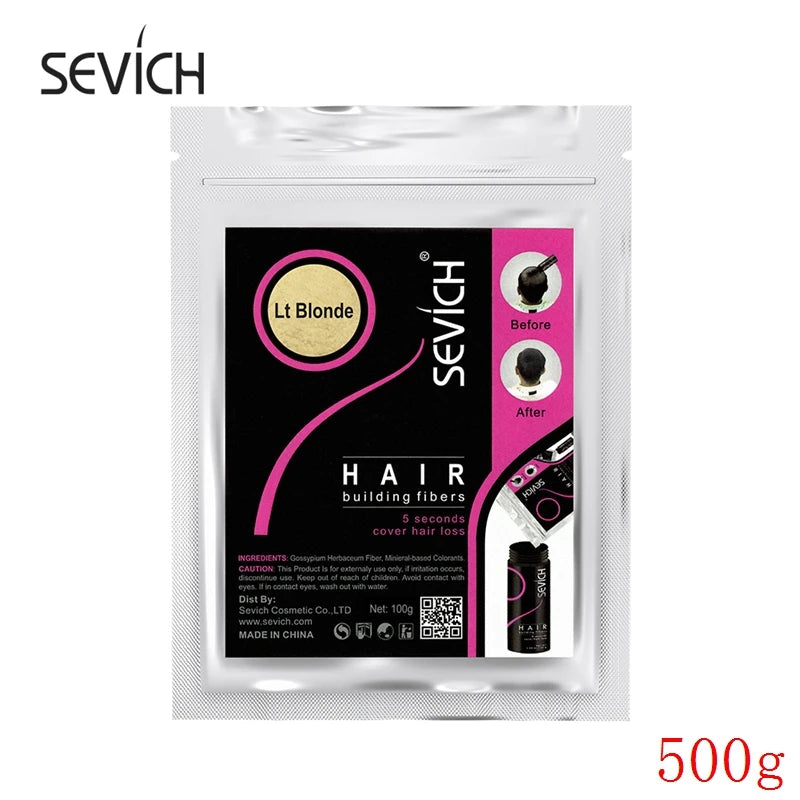 Sevich 500g Hair Building Fiber 10 Color Keratin Powders Fibers Hair Regrowth Fiber Hair Refill Instant Salon Hair Treatment