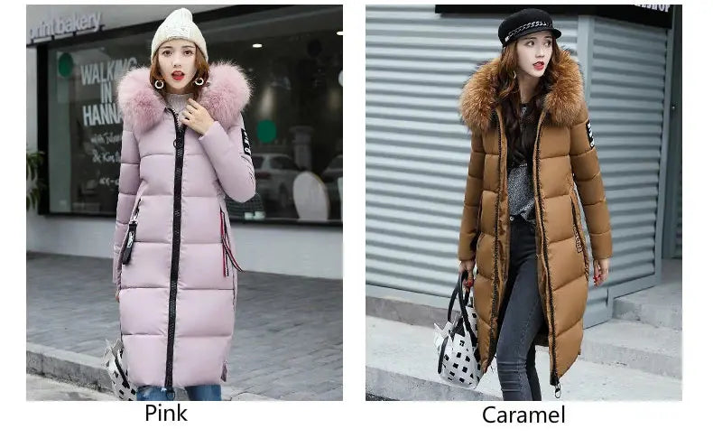 Winter coats women down jackets 2024 long slim solid color coat female Jackets outerwears woman parkas clothes zip fur collar