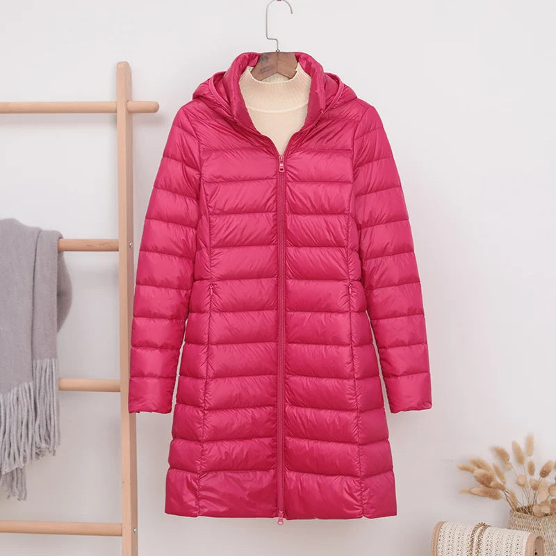 NewBang 5XL 4XL Hat Detachable Thick Long Down Jacket Women Winter Ultra Light Down Jacket Women With Hooded Down Coat Female