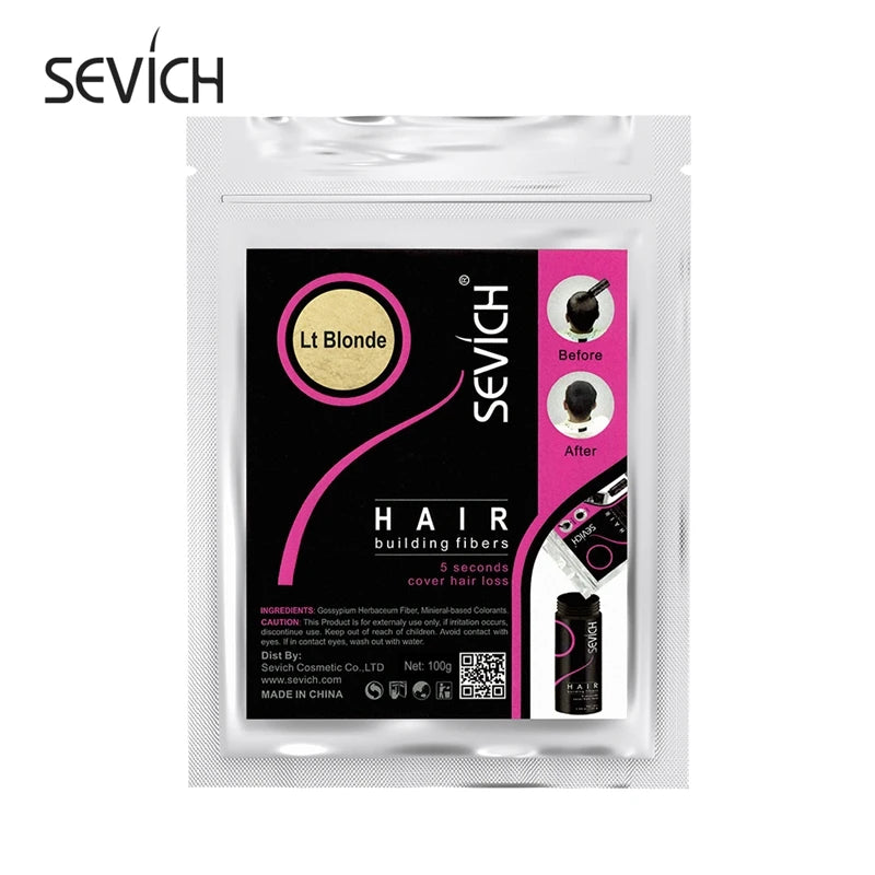 Sevich 100g Hair Fibers gift Keratin Hair Building Fiber Powder Refill Hair Growth Fiber Hairline Black Brown Hair Loss Products