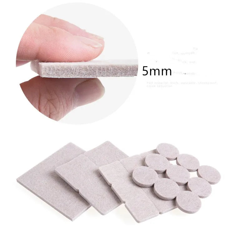 18-128 pcs Felt Chair Leg Pads 5mm Thick  Floor Scratch Protector Mat Mute Non-slip Self Adhesive DIY Furniture Accessories