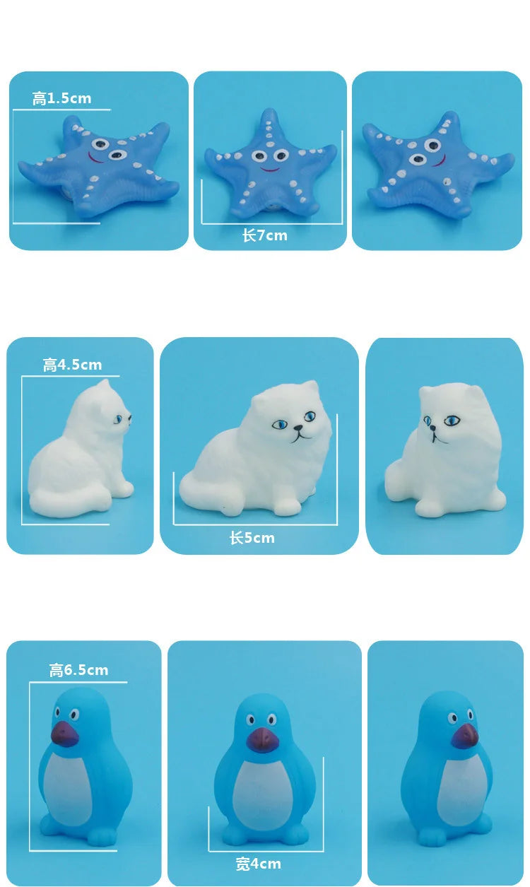 10 Pcs/Set Baby Cute Animals Bath Toy Swimming Water Toys Soft Rubber Float Squeeze Sound Kids Wash Play Funny Gift