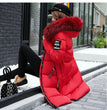 2024 Women's Down Parkas Winter Jacket Big Fur Collar Thick Slim Coat Fashion Hooded Cotton Outerwear Long Winter Woman Coat