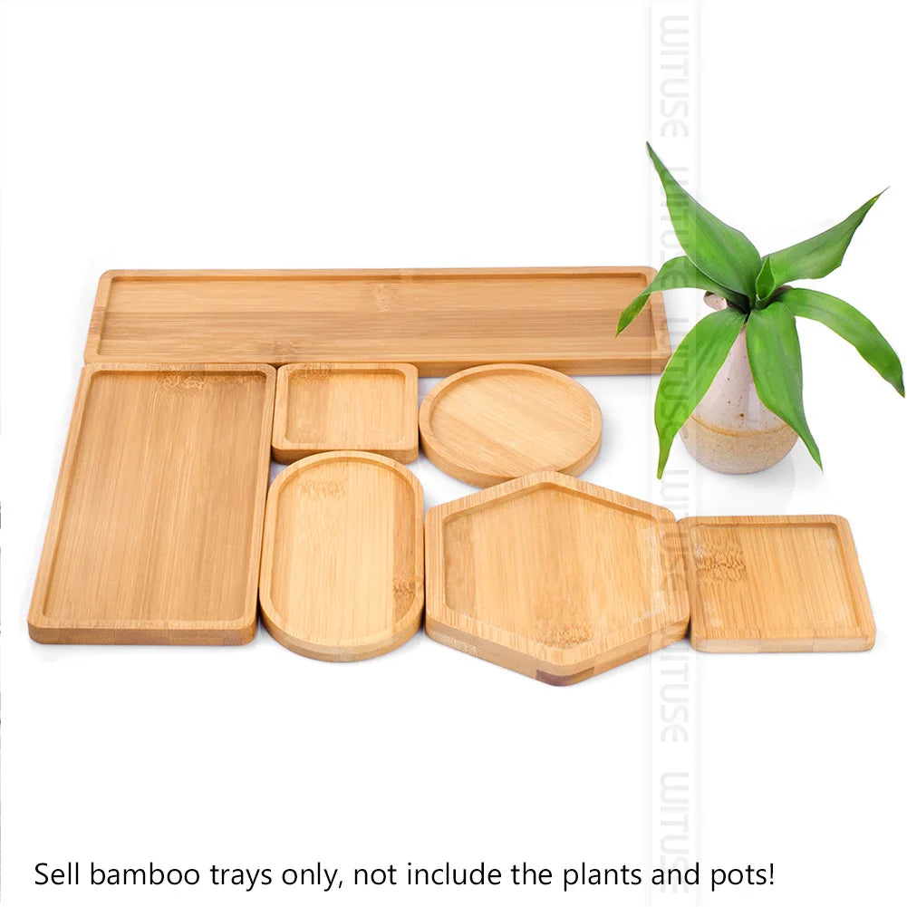 14 Style Round Square Flower Pots Planter Bamboo Tray Wood Holder Home Decor Gardening Supply Anti-Fade Simple Elegant Design