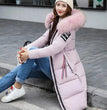 Winter coats women down jackets 2024 long slim solid color coat female Jackets outerwears woman parkas clothes zip fur collar