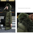 2024 Women's Down Parkas Winter Jacket Big Fur Collar Thick Slim Coat Fashion Hooded Cotton Outerwear Long Winter Woman Coat