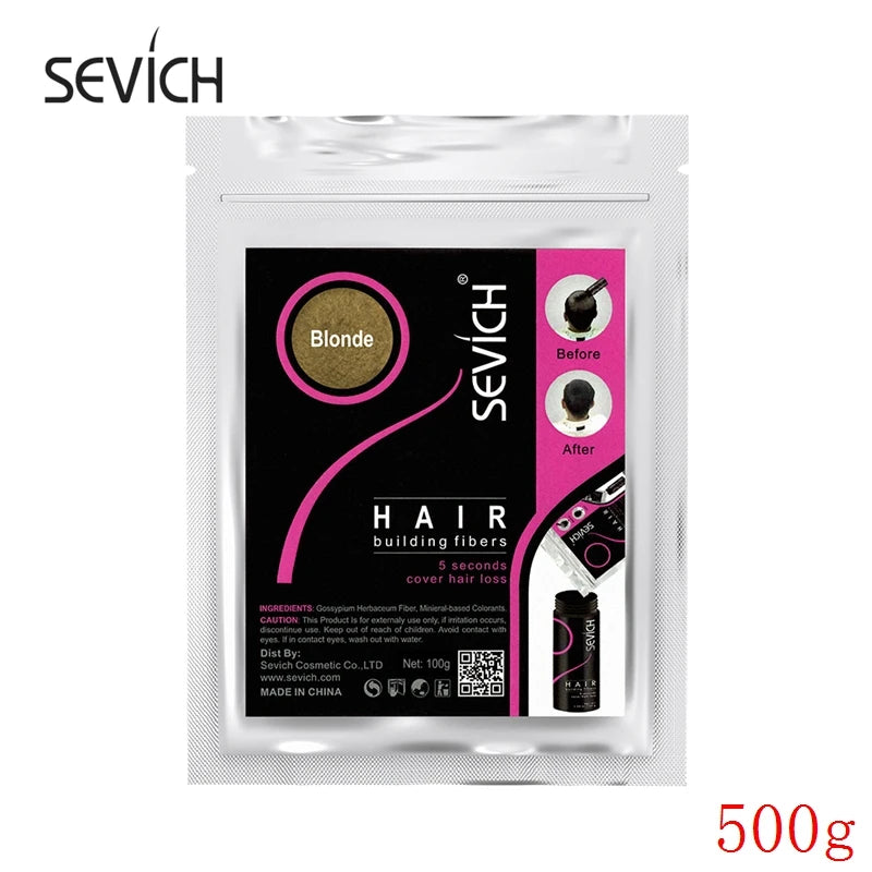 Sevich 500g Hair Building Fiber 10 Color Keratin Powders Fibers Hair Regrowth Fiber Hair Refill Instant Salon Hair Treatment