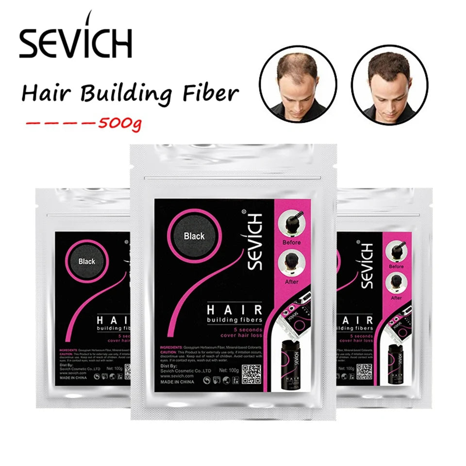 Sevich 500g Hair Building Fiber 10 Color Keratin Powders Fibers Hair Regrowth Fiber Hair Refill Instant Salon Hair Treatment