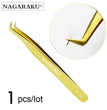 NAGARAKU Stainless Steel Straight Curved Nail Tools Volume Eyelash Accurate Tweezers Nippers Pointed Clip Set Makeup Tools