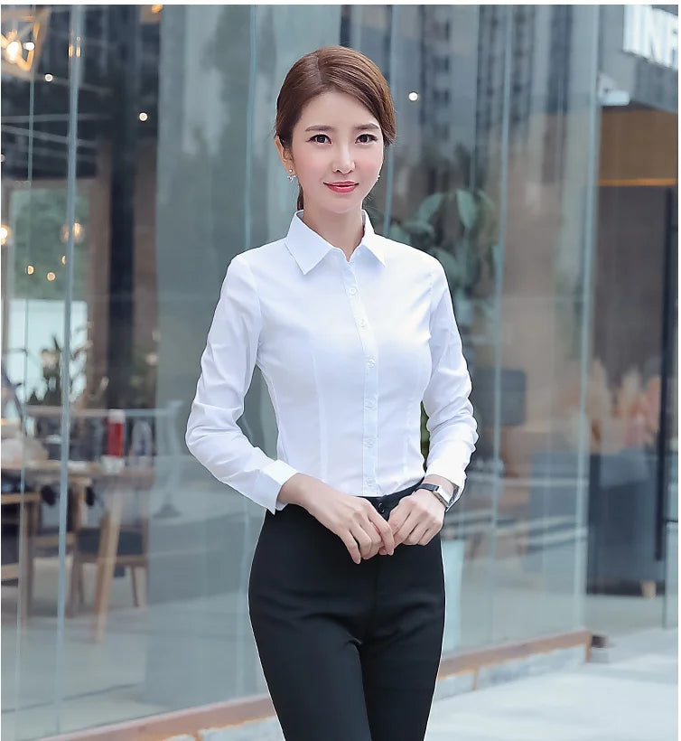 Women Shirts Blouses Women White Shirt Long Sleeve Blouse Female Tops OL Basic Shirt Blouses 2023 Fashion Elegant Woman Clothing