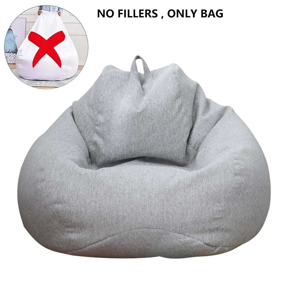 Large Small Lazy Sofas Cover Chairs Without Filler Linen Cloth Lounger Seat Bean Bag Pouf Puff Couch Tatami Living Room