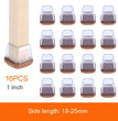 16PCS Transparent Table Chair Leg Protectors Caps Round Square for Furniture Foot Legs Cover Floor Protector with Felt Bottom