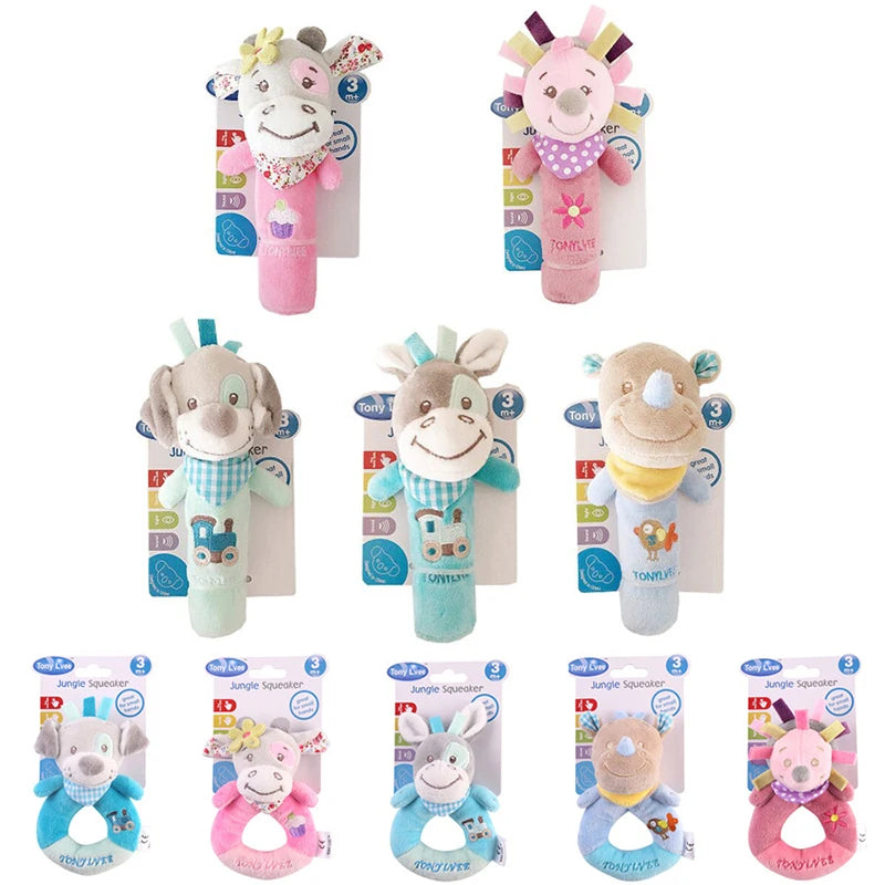 New Baby Animal Hand Bell Rattle Soft Rattle Toy Newborn Educational Rattle Mobiles Baby Toys Cute Plush Bebe Toys 0-12 Months