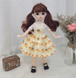 30cm Bjd Doll 12 Moveable Joints 1/6 Girl's Dress 3D Brown Eyes Toy with Clothes Shoes Kids Toys for Girl Children Gift