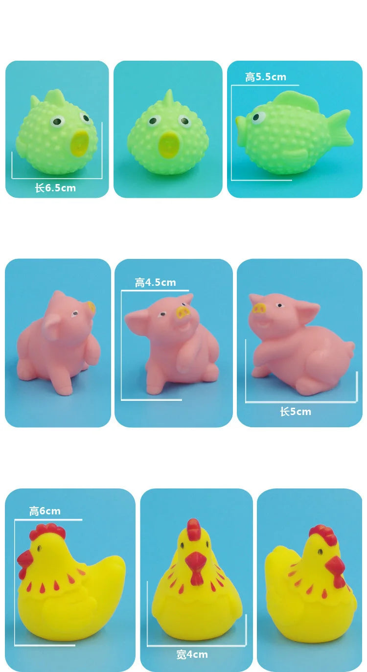 10 Pcs/Set Baby Cute Animals Bath Toy Swimming Water Toys Soft Rubber Float Squeeze Sound Kids Wash Play Funny Gift