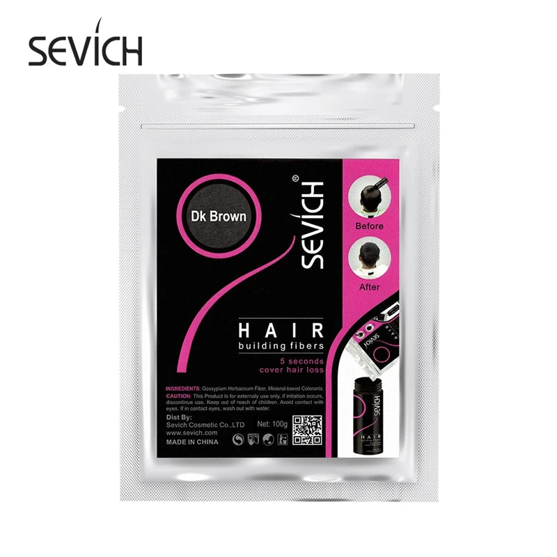 Sevich 100g Hair Fibers gift Keratin Hair Building Fiber Powder Refill Hair Growth Fiber Hairline Black Brown Hair Loss Products