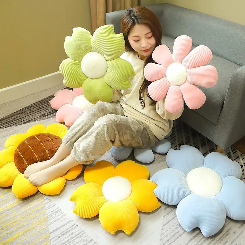 35/45cm Stuffed Six Petal Flower Cushion Girly Room Decor Sunflower Pillow Bay Window Pink Flower Sit Bedroom Seat Pillow