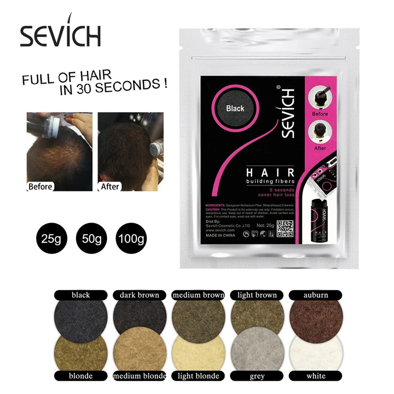 Sevich 500g Hair Building Fiber 10 Color Keratin Powders Fibers Hair Regrowth Fiber Hair Refill Instant Salon Hair Treatment