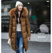 2024 Women's Down Parkas Winter Jacket Big Fur Collar Thick Slim Coat Fashion Hooded Cotton Outerwear Long Winter Woman Coat