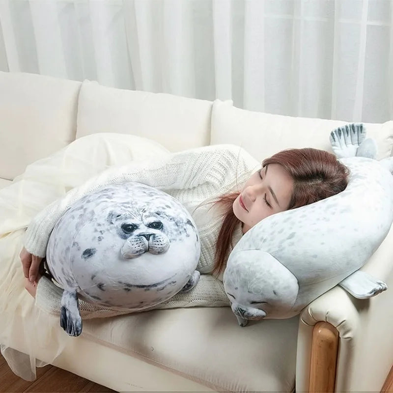 Angry Blob Seal Pillow Chubby 3D Novelty Sea Lion Doll Plush Stuffed Toy Baby Sleeping Throw Pillow Gifts for Kids Girls