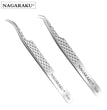 NAGARAKU Stainless Steel Straight Curved Nail Tools Volume Eyelash Accurate Tweezers Nippers Pointed Clip Set Makeup Tools