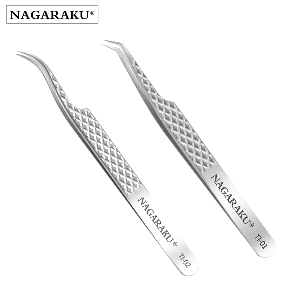 NAGARAKU Stainless Steel Straight Curved Nail Tools Volume Eyelash Accurate Tweezers Nippers Pointed Clip Set Makeup Tools