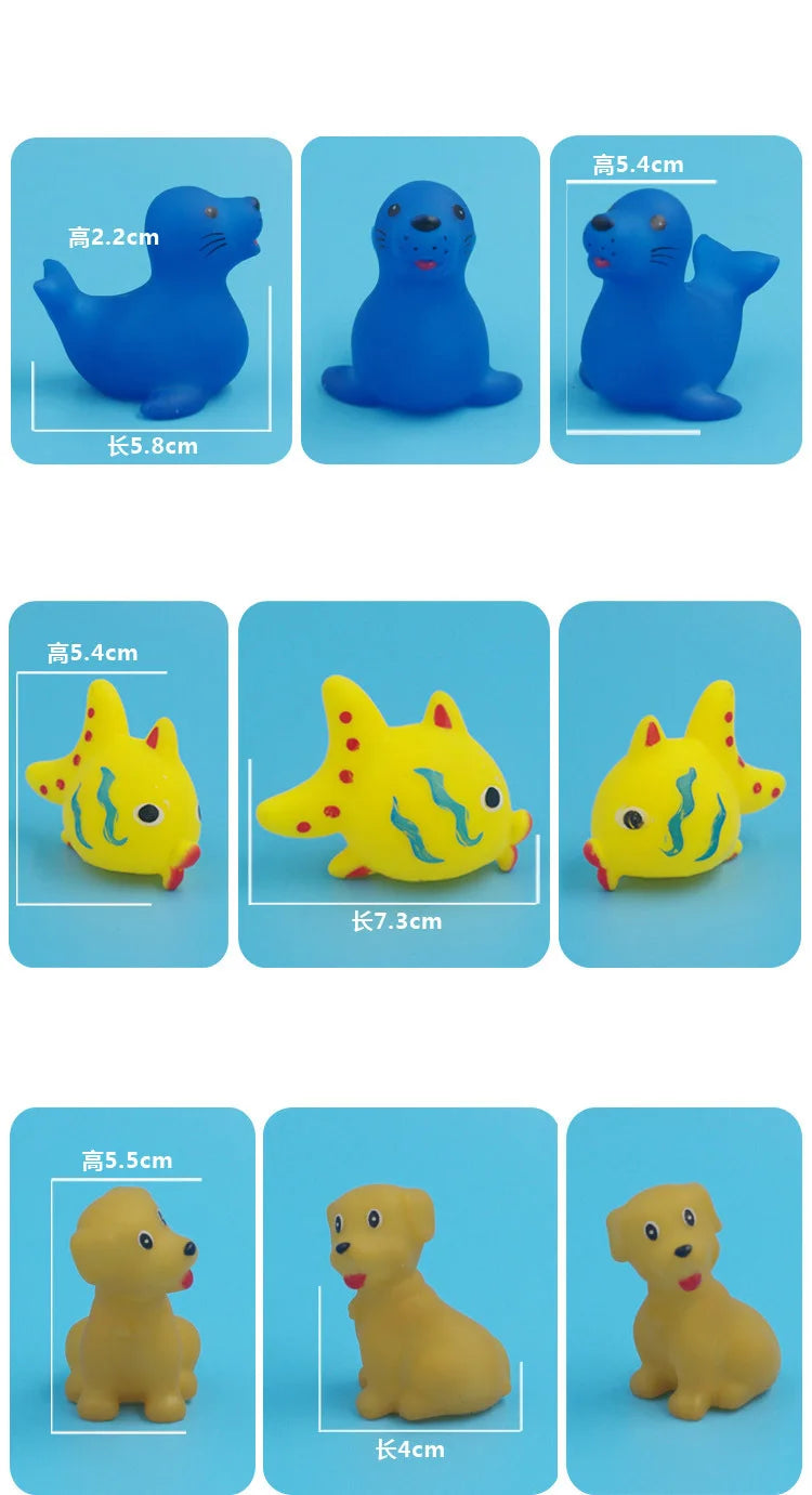 10 Pcs/Set Baby Cute Animals Bath Toy Swimming Water Toys Soft Rubber Float Squeeze Sound Kids Wash Play Funny Gift