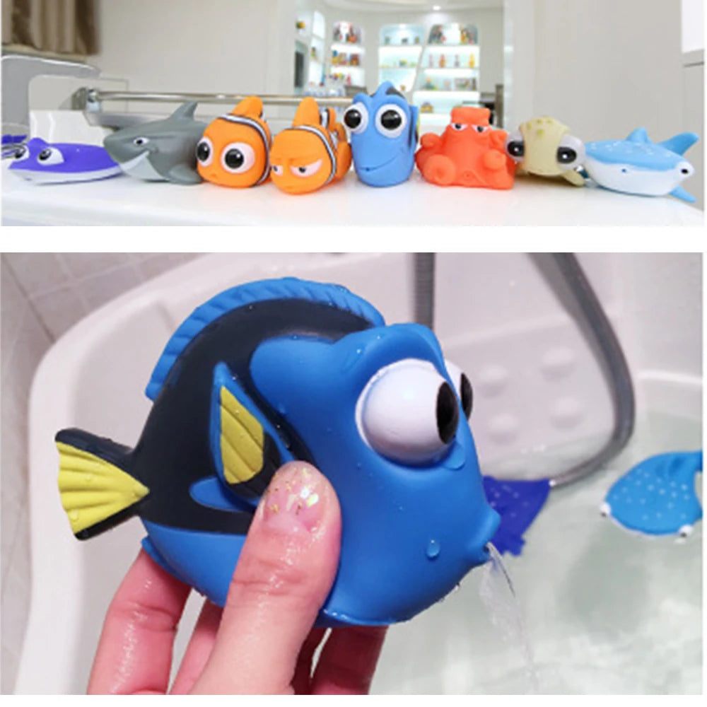 HOT Lovely Baby Bath Toys Water Spraying Squeeze Sounding Debbling Toys Kids Float Water Tub Rubber Bathroom Play Animals