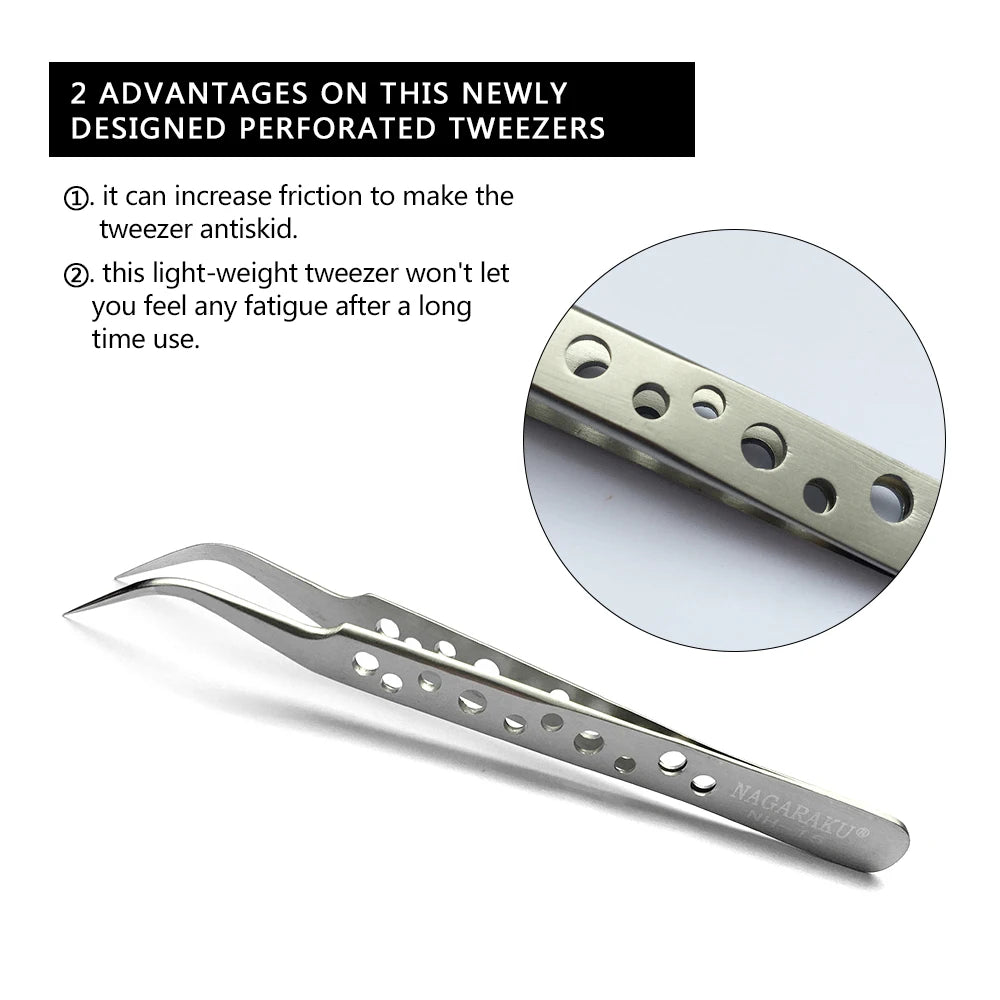 NAGARAKU Eyelash Extension Tweezers Makeup Stainless Steel Eyelash 3D accurate Clip