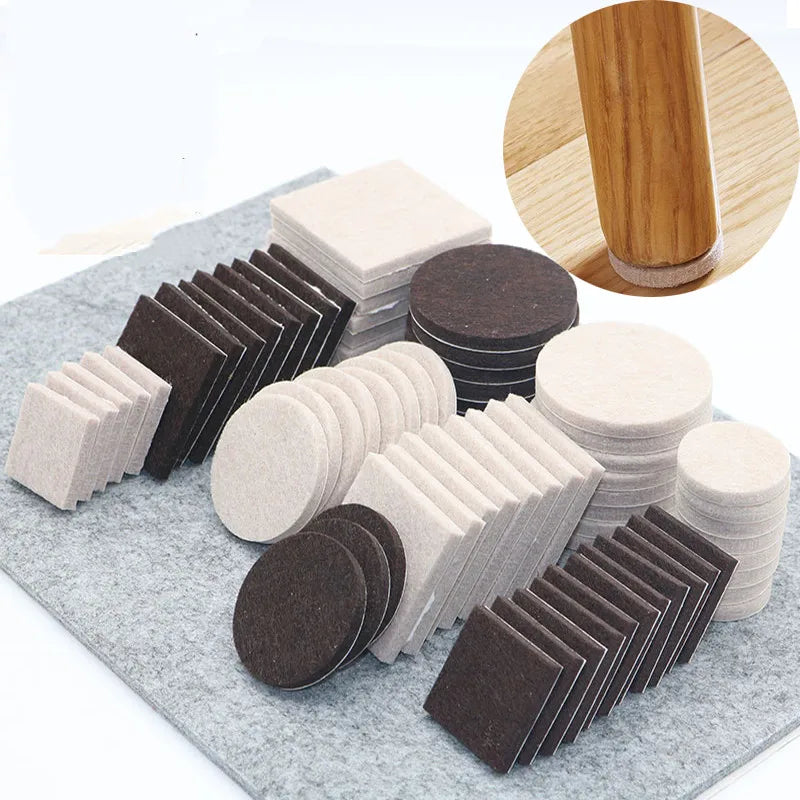 18-128 pcs Felt Chair Leg Pads 5mm Thick  Floor Scratch Protector Mat Mute Non-slip Self Adhesive DIY Furniture Accessories