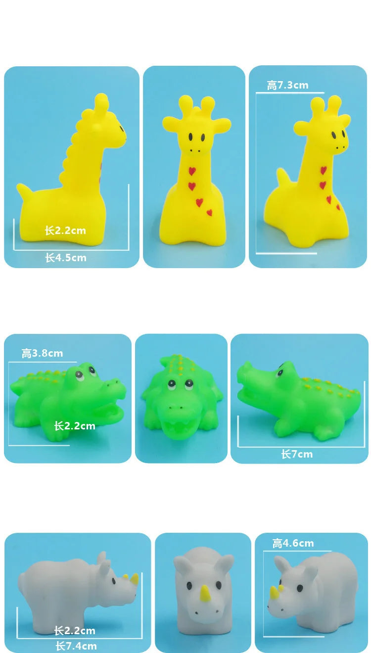 10 Pcs/Set Baby Cute Animals Bath Toy Swimming Water Toys Soft Rubber Float Squeeze Sound Kids Wash Play Funny Gift