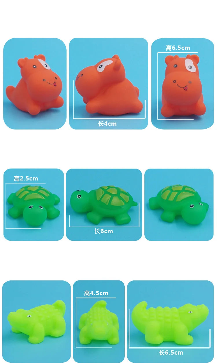 10 Pcs/Set Baby Cute Animals Bath Toy Swimming Water Toys Soft Rubber Float Squeeze Sound Kids Wash Play Funny Gift