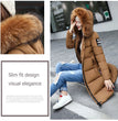 2024 Women's Down Parkas Winter Jacket Big Fur Collar Thick Slim Coat Fashion Hooded Cotton Outerwear Long Winter Woman Coat