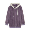 New Style Autumn And Winter Loose Plush Zipper Hooded Jacket Woman