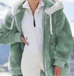 New Style Autumn And Winter Loose Plush Zipper Hooded Jacket Woman